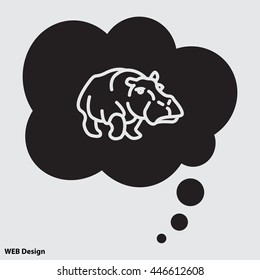 Web line icon. Hippo; wild animals