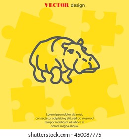 Web line icon. Hippo; wild animals