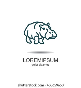 Web line icon. Hippo; wild animals