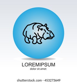 Web line icon. Hippo; wild animals