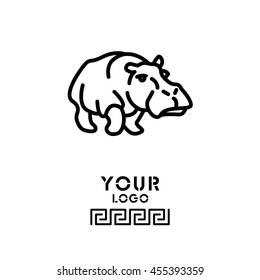 Web line icon. Hippo; wild animals