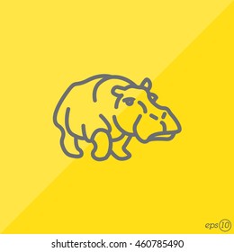 Web line icon. Hippo; wild animals