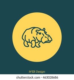 Web line icon. Hippo; wild animals