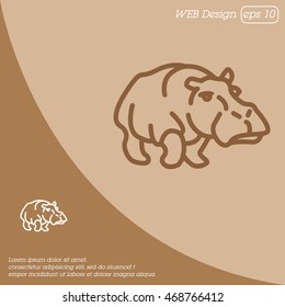 Web line icon. Hippo; wild animals