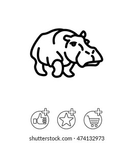 Web line icon. Hippo; wild animals