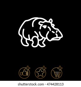 Web line icon. Hippo; wild animals