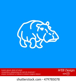 Web line icon. Hippo; wild animals