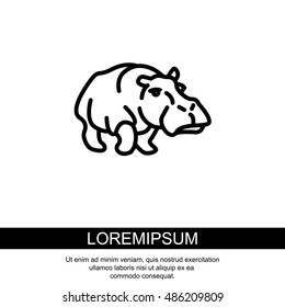Web line icon. Hippo; wild animals