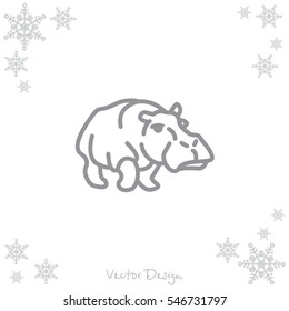 Web line icon. Hippo; wild animals