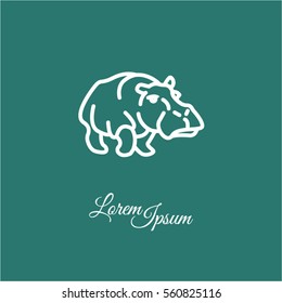 Web line icon. Hippo; wild animals