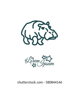Web line icon. Hippo; wild animals