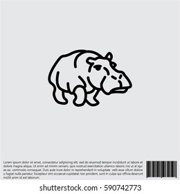 Web line icon. Hippo; wild animals