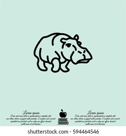 Web line icon. Hippo; wild animals
