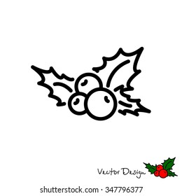 Web line icon. Holly berry, Christmas decorations and symbol