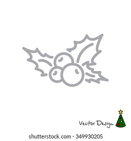 Web line icon. Holly berry, Christmas decorations and symbol