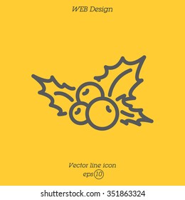 Web line icon. Holly berry, Christmas decorations and symbol