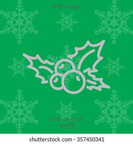 Web line icon. Holly berry, Christmas decorations and symbol