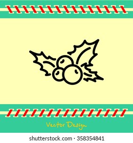 Web line icon. Holly berry, Christmas decorations and symbol