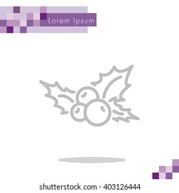 Web line icon. Holly berry, Christmas decorations and symbol