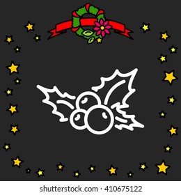 Web line icon. Holly berry, Christmas decorations and symbol