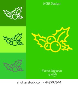 Web line icon. Holly berry, Christmas decorations and symbol