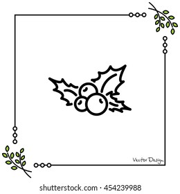 Web line icon. Holly berry, Christmas decorations and symbol