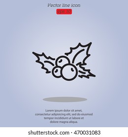 Web line icon. Holly berry, Christmas decorations and symbol