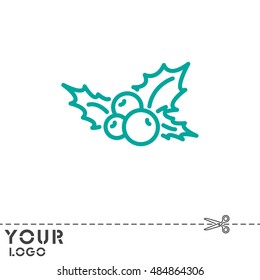 Web line icon. Holly berry, Christmas decorations and symbol