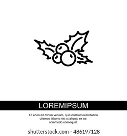 Web line icon. Holly berry, Christmas decorations and symbol