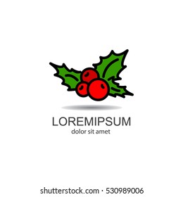 Web line icon. Holly berry, Christmas decorations and symbol