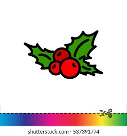 Web line icon. Holly berry, Christmas decorations and symbol