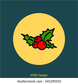 Web line icon. Holly berry, Christmas decorations and symbol