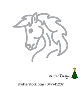 Web line icon. Horse; wild animals; livestock
