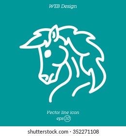 Web line icon. Horse; wild animals; livestock