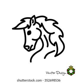 Web line icon. Horse; wild animals; livestock