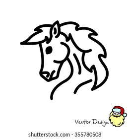 Web line icon. Horse; wild animals; livestock