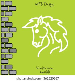 Web line icon. Horse; wild animals; livestock