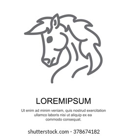 Web line icon. Horse; wild animals; livestock