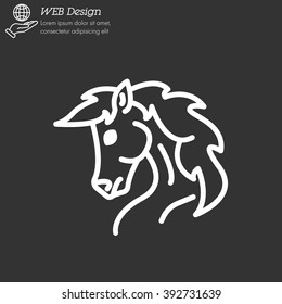 Web line icon. Horse; wild animals; livestock