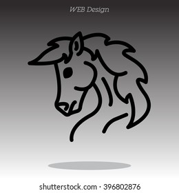 Web line icon. Horse; wild animals; livestock