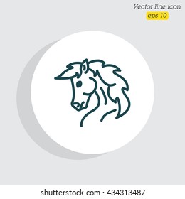 Web line icon. Horse; wild animals; livestock