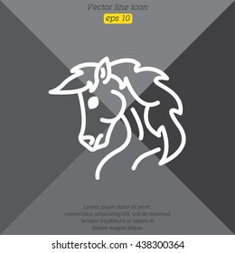 Web line icon. Horse; wild animals; livestock