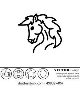 Web line icon. Horse; wild animals; livestock