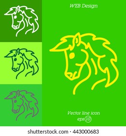 Web line icon. Horse; wild animals; livestock