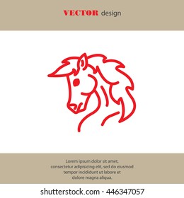 Web line icon. Horse; wild animals; livestock