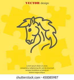 Web line icon. Horse; wild animals; livestock