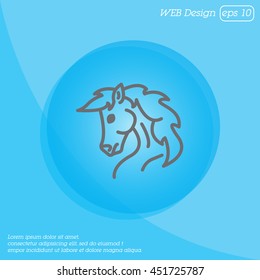 Web line icon. Horse; wild animals; livestock