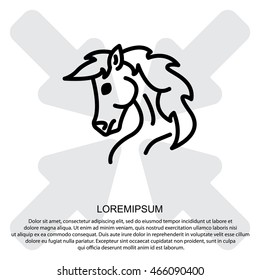 Web line icon. Horse; wild animals; livestock