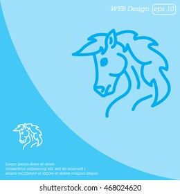 Web line icon. Horse; wild animals; livestock