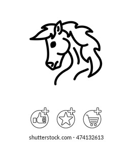 Web line icon. Horse; wild animals; livestock